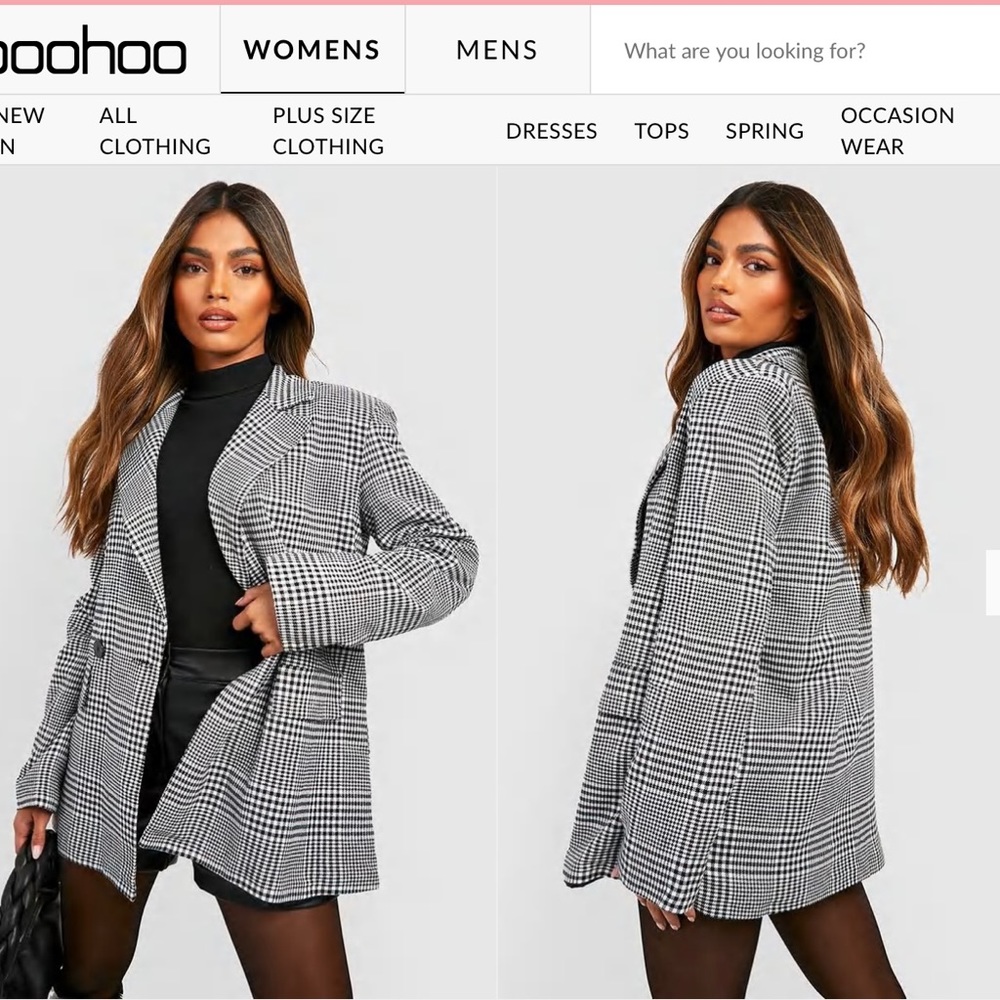 Dogtooth Relaxed Fit Tailored Blazer